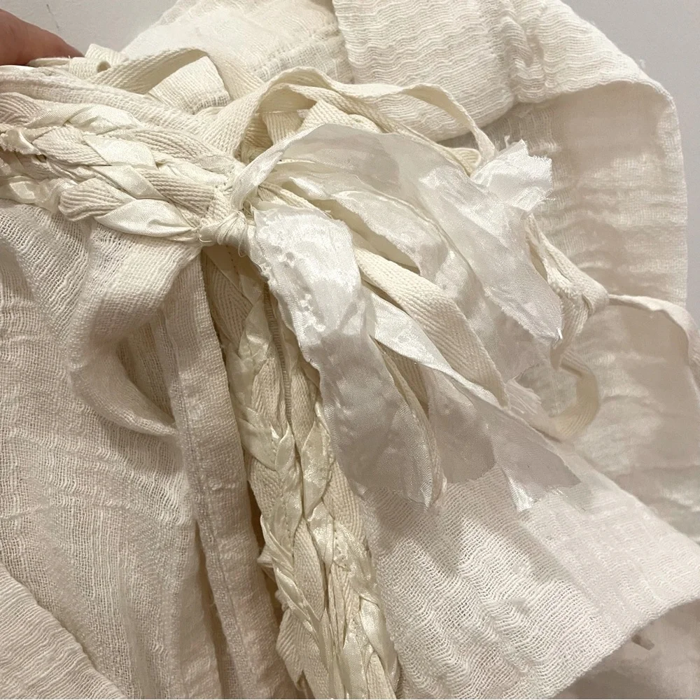 Anthropologie Cotton Tie-Top Curtain 50”X 96” set of 2 panels